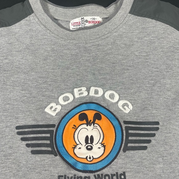 Little Bobdog Boys Gray Embroidered Patched Sweatshirt Size 14 - Picture 3 of 9